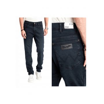 Blugi Barbati -  River - Straight Fit - Talie Medie - Fermoar - Lungi - 5 Buzunare - Bumbac - Albastru - Albastru