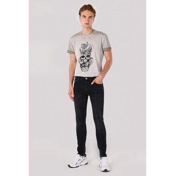 Blugi slim fit cu talie medie - Negru