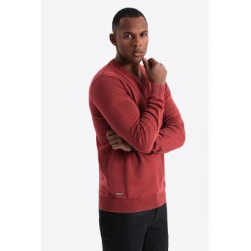 Bluza de trening cu decolteu in V si model uni - Coral