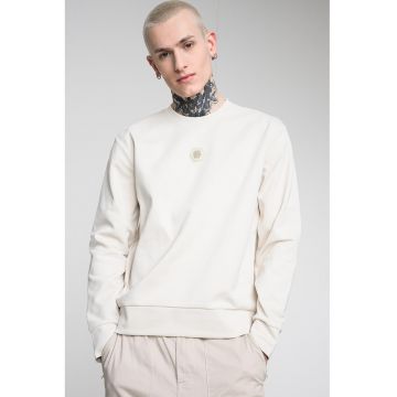 Bluza de trening cu decolteu la baza gatului si model uni - Alb