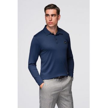 Bluza polo cu model uni - Bleumarin