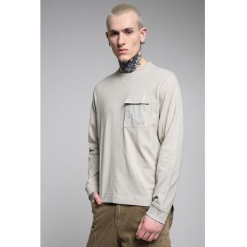 Bluza regular fit cu decolteu la baza gatului - Bej