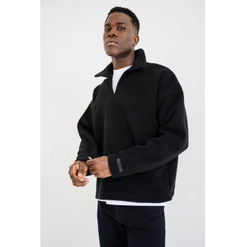 Bluza regular fit cu fermoar - Negru