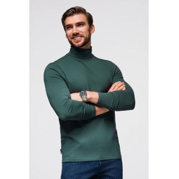 Bluza slim fit cu guler inalt - Verde inchis