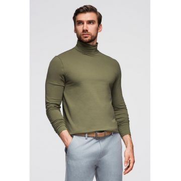 Bluza slim fit cu guler inalt - Verde masliniu
