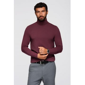 Bluza slim fit cu guler inalt - Visiniu