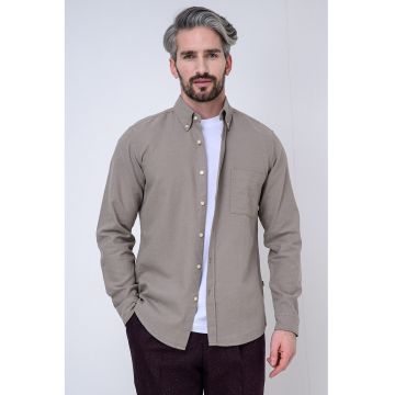 Camasa cu guler Oxford Rickert - Maro taupe deschis
