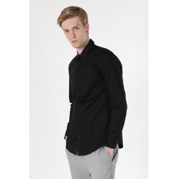 Camasa Cu Maneca Lunga De Barbati Negru Super Slim Fit - 64699 - Negru