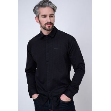 Camasa regular fit cu model discret - Albastru ultramarin/Negru