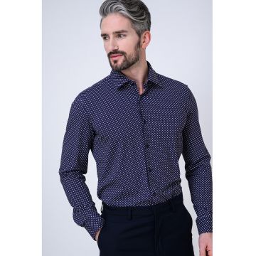 Camasa slim fit cu imprimeu Kenno - Bleumarin