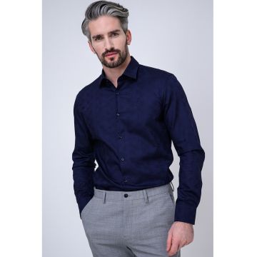 Camasa slim fit cu model Kenno - Bleumarin