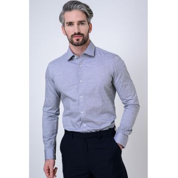 Camasa slim fit din bumbac Kenno - Gri melange