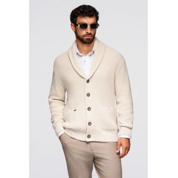 Cardigan tricotat cu buzunare cu fermoar