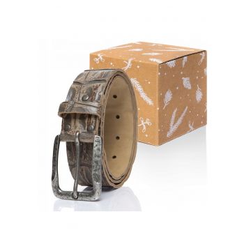 Curea Din Piele -  Sopo-Mus104 - 100% Piele Naturala - Maro - Latime: 4 - Lungime: 100 - Maro - Bej