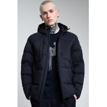 Geaca cu gluga si buzunare cu fermoar - Albastru ultramarin