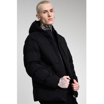 Geaca cu gluga si buzunare cu fermoar - Negru