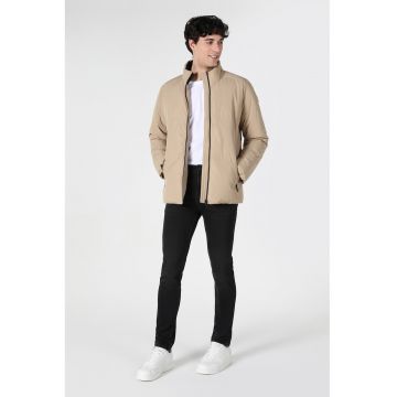 Geaca matlasata cu fermoar - Bej