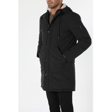 Geaca parka regular fit cu gluga ajustabila - Negru