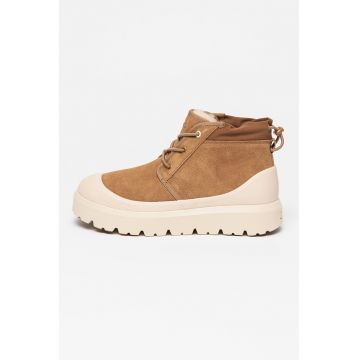 Ghete impermeabile din piele intoarsa Neumel - Alb fildes/Caramel