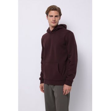 Hanorac cu buzunar kangaroo - Maro inchis