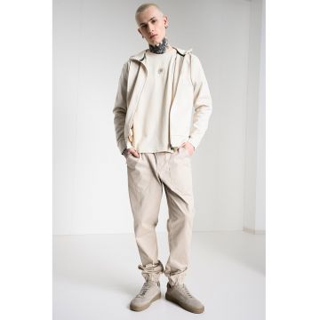 Hanorac cu fermoar si buzunare laterale - Bej deschis