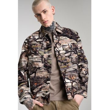 Jacheta-camasa cu model si buzunare pe piept - Verde/Maro/Kaki