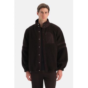 Jacheta cu capse si buzunare - Maro inchis