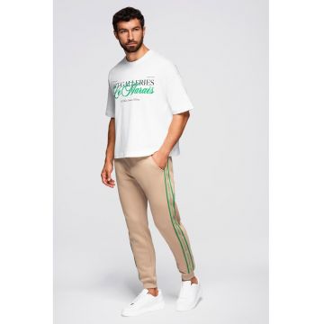 Pantaloni cu snur de ajustare in talie - Verde/Maro camel