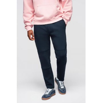 Pantaloni de trening din amestec de bumbac cu snur de ajustare - Bleumarin