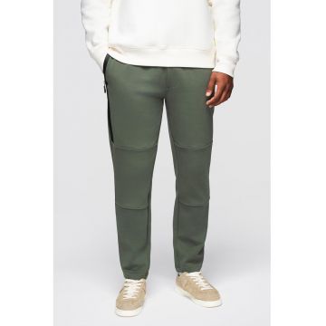 Pantaloni de trening din amestec de bumbac cu snur de ajustare - Kaki pal