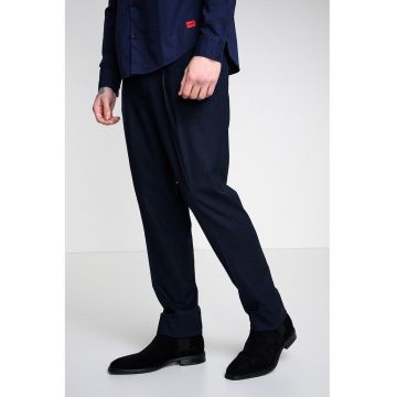 Pantaloni regular fit cu model uni - Albastru ultramarin