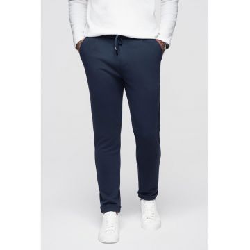 Pantaloni regular fit cu model uni - Bleumarin