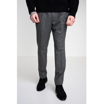 Pantaloni regular fit cu model uni - Gri melange