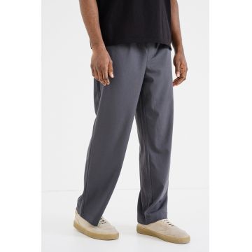 Pantaloni relaxed fit cu talie medie - Gri antracit