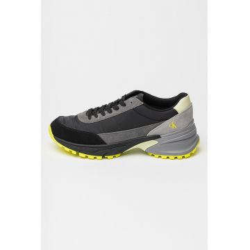 Pantofi sport cu insertii din piele intoarsa - pentru alergare Hike - Negru/Gri inchis/Verde fistic