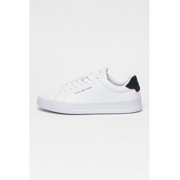 Pantofi sport din piele si piele intoarsa Court - Alb optic/Bleumarin