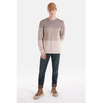 Pulover cu decolteu la baza gatului - din bumbac - Bej