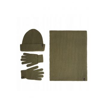 ​​Set Caciula - Esarfa - Manusi Barbati -  XMAS Pack - Marime Universala - Design Clasic - Material Flexibil - Caldura Si Confortabila - Cadoul Perfect Pentru Sarbatori - Akril - ONE SIZE INTL - Verde