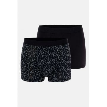 Set de boxeri uni si cu model -2 perechi - Negru/Albastru glaciar