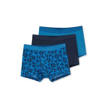 Set de boxeri uni si cu model - 3 perechi - Albastru ultramarin/Albastru royal