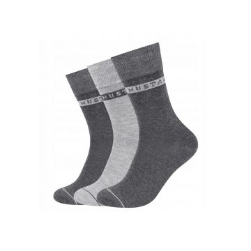 Sosete Barbati -  MU31039 – 9703 - 3 Perechi - Regular Fit - Design Simplu Cu Logo - Lungi - Confortabile Si Respirabile - Bumbac - Marimea 39-42 EU - Gri