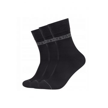 Sosete Barbati -  MU31039 – 9999 - 3 Perechi - Regular Fit - Design Simplu Cu Logo - Lungi - Confortabile Si Respirabile - Bumbac - Marimea 39-42 EU - Negru