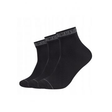 Sosete Barbati -  MU32018 – 9999 - 3 Perechi - Regular Fit - Design Simplu Cu Logo - Scurti - Confortabile Si Respirabile - Bumbac - Negru - Negru