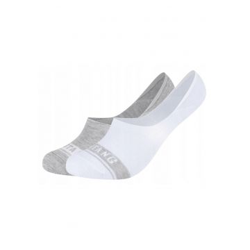 Sosete Barbati -  MU34009 – 1001 - 2 Perechi - Regular Fit - Design Simplu Cu Logo - Scurti - Confortabile Si Respirabile - Bumbac - Alb/Gri - Alb | Gri