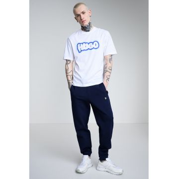 Tricou cu decolteu la baza gatului Nulibax - Alb/Albastru royal