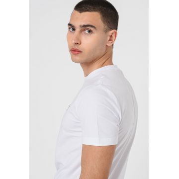 Tricou cu decolteu la baza gatului si logo - Negru/Alb murdar