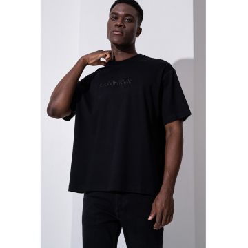 Tricou cu maneci cazute si decolteu la baza gatului - Negru