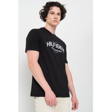 Tricou de bumbac cu imprimeu logo - Alb/Negru