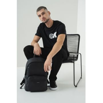 Tricou de bumbac cu monograma Sport - Alb/Negru