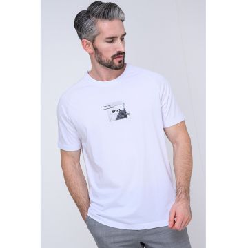 Tricou din amestec de lyocell - Alb/Gri